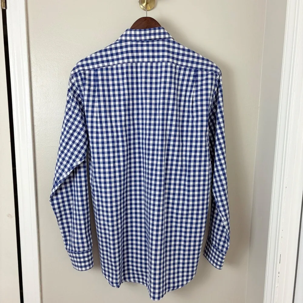Polo Ralph Lauren Men's‎ L Non Iron Blue Gingham Plaid Check Button Down Shirt